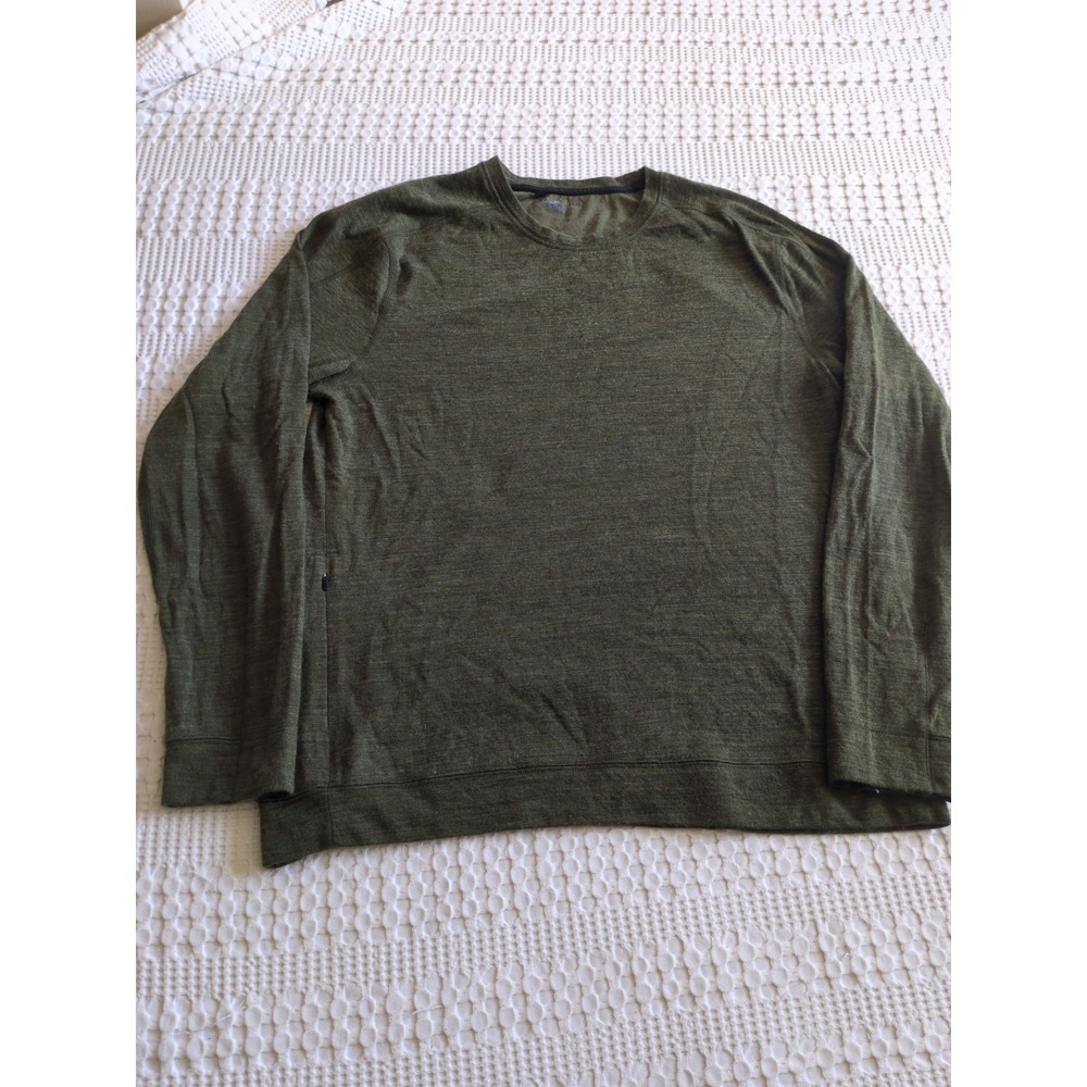 VRST Merino Wool Blend Long Sleeve Shirt Zippered Pocket Green Sz Large Crew